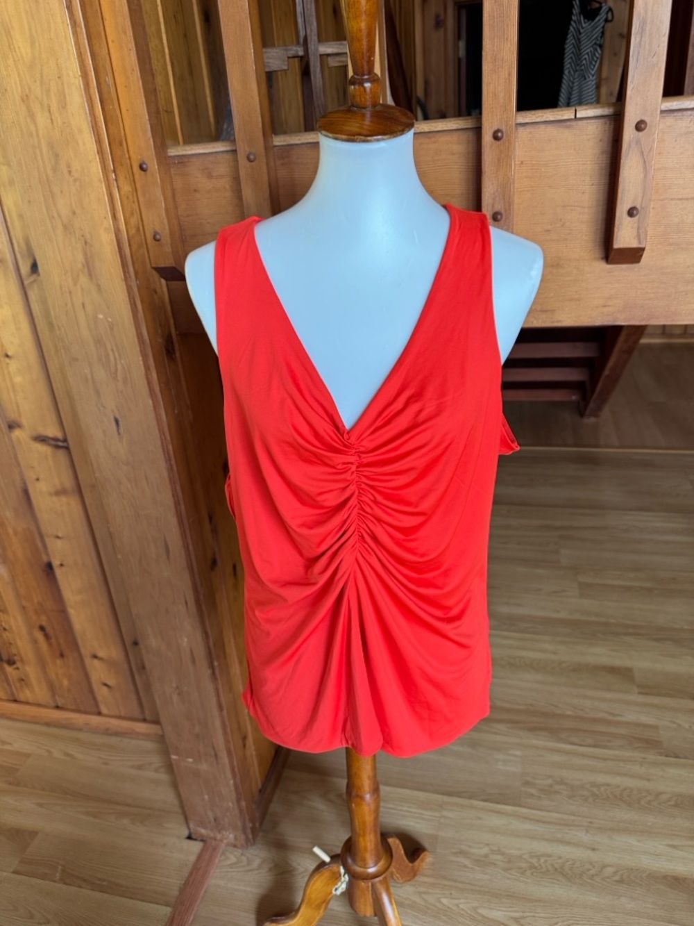 BAR III size 2X Women's Red orange Ruched V-Neck Tank Top blouse - Picture 4 of 8